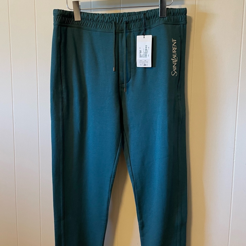 Saint Laurent Men's Deep Teal Joggers